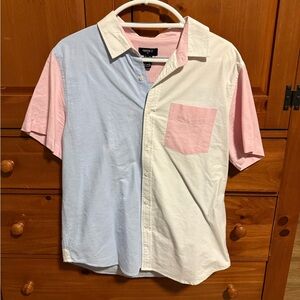 Color Block Button Down Shirt